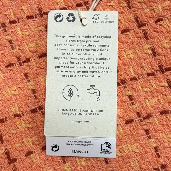 Mango MNG Short Tweed Blazer Orange Goldtone Button Details Size S NEW - Picture 14 of 15